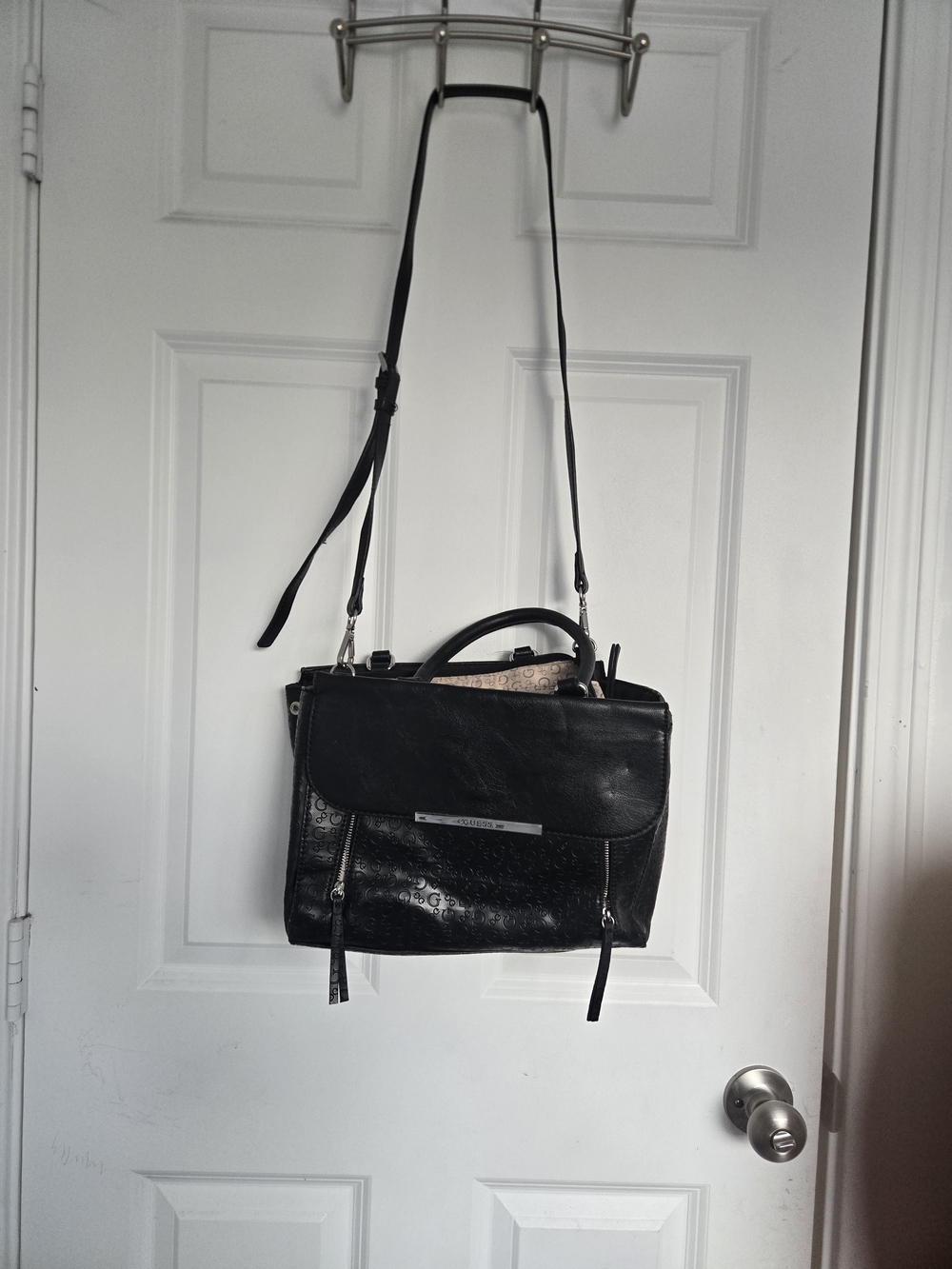 G by Guess Black Leather Satchel Crossbody